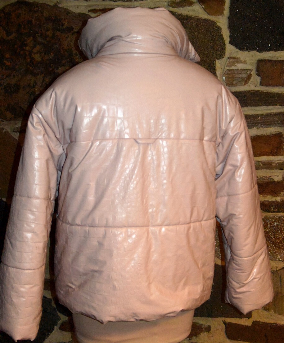 Nanushka Budapest Hide Blush Vegan Alt Leather Croco Puffer Coat Jacket-L image 6