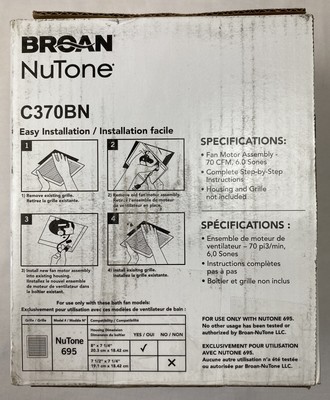 NuTone 70 CFM Replacement Motor For 695A Bathroom Exhaust Fan Model C370BN  26715178841 | eBay