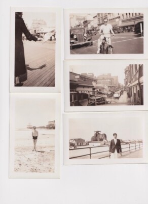 ATLANTIC CITY. CITYSCAPE, BOARDWALK, FISHING BOATS. 6/38. VTG. PHOTOS.