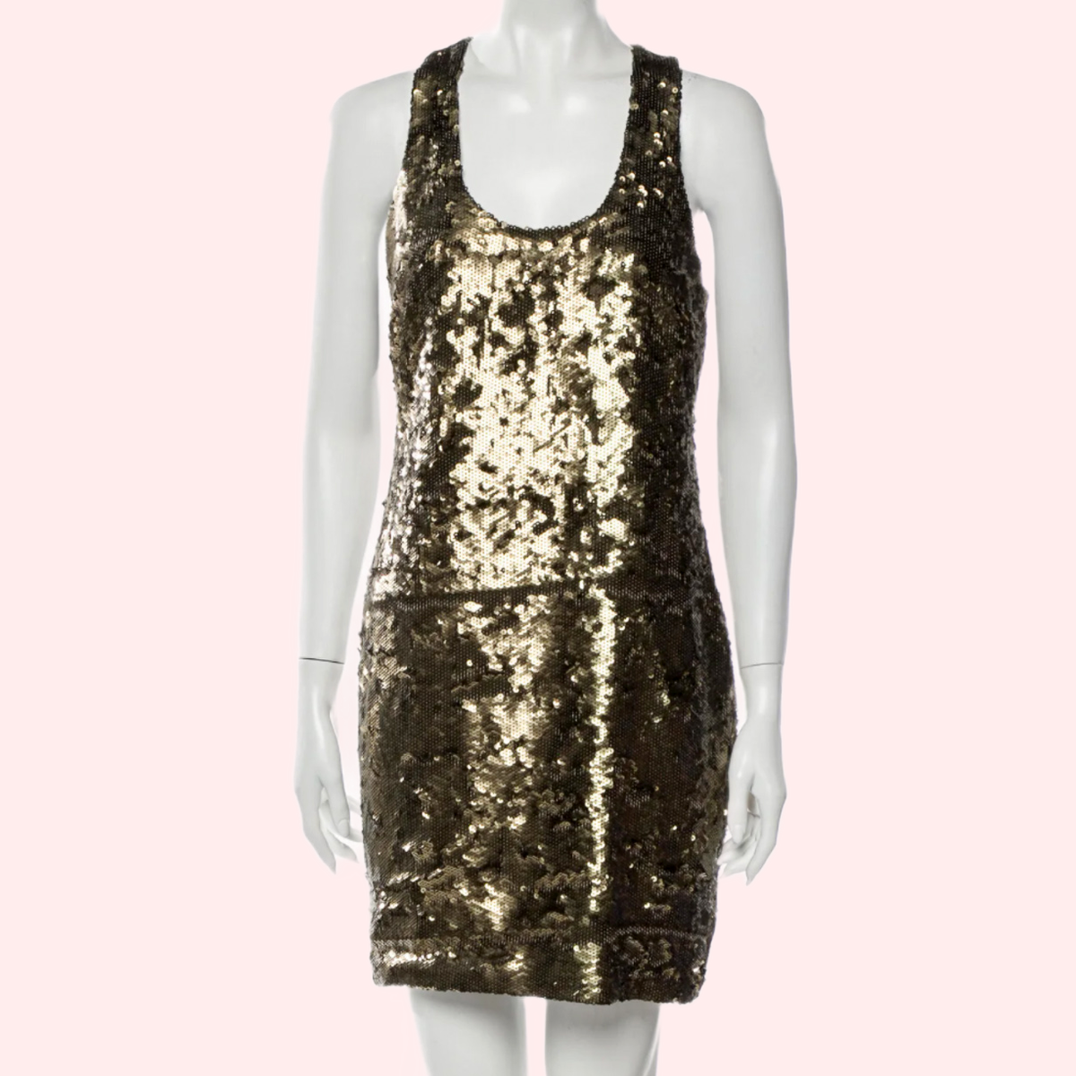 ROBERT RODRIGUEZ Gold Sequin Scoop Neck Sleeveless Tank Dress ROBERT RODRIGUEZ Gold Sequin Scoop Neck Sleeveless Tank Dress