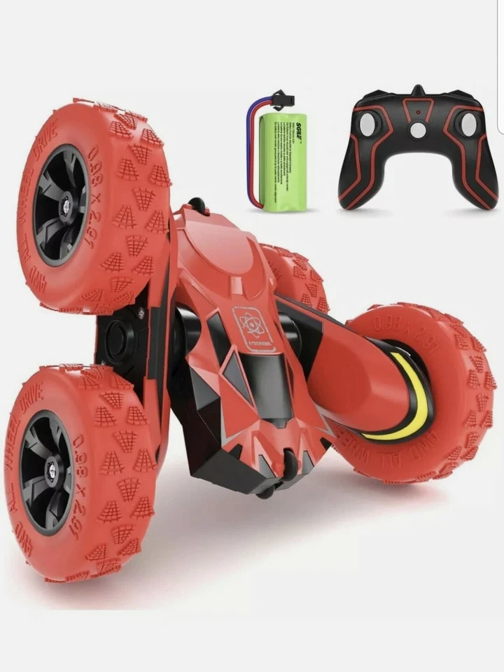 GizmoVine Red RC Stunt Car 2WD Off Road Remote Control Vehicle 2.4GHz - Image 3 of 4