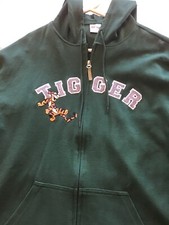 Vtg Disney Tigger Jacket Women's Full Zip Hoodie Sweater L Green 90s