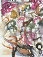 Paint Gouache Drawing Aurel Cojan Abstract Expressionism Signed 1990 Romania