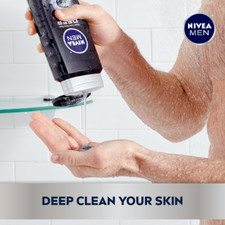 NIVEA MEN DEEP Active Clean Charcoal Body Wash Body Cleanser Skin Care 16.9Fl Oz