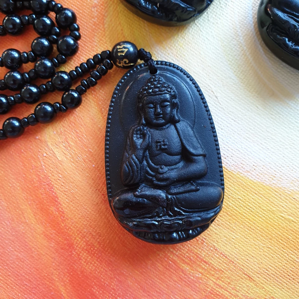 Lote de 12 piezas de trabajo al por mayor amuleto de protección sin miedo tallado a mano collar de Buda Foto 4 de 4