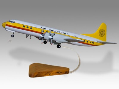 Lockheed Electra L-188 Air California Desk Wood Airplane Model Large Scale 1/72