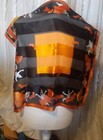 100% Silk Halloween Square ,Pumpkins, Ghosts, and Bats. Orange And Black — photo 6