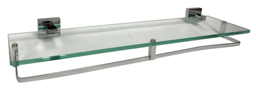 Signature Hardware 295795 Albury 19-5/8" Glass Bathroom Shelf in Chrome - Picture 2 of 3