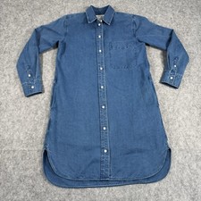 EVERLANE Blue Denim Long Sleeve Button Front Chambray Shirt Dress Pocket Size 00
