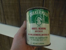 Vintage Quaker Maid Wheel Bearing Grease Oil Gas Station Metal Can Sign