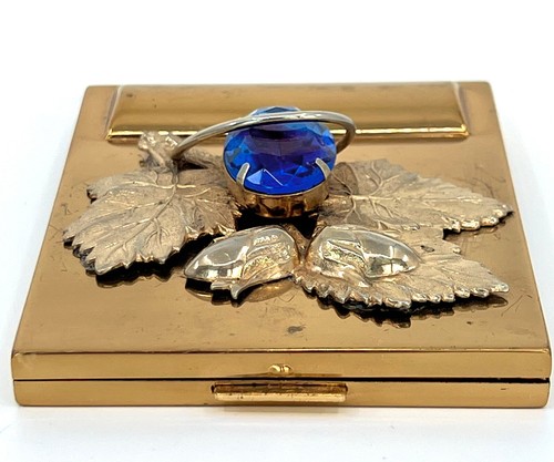 Creations D Legros Powder Lipstick Duo Compact 1970s Large Gem Vanity Case Vtg - Picture 8 of 15