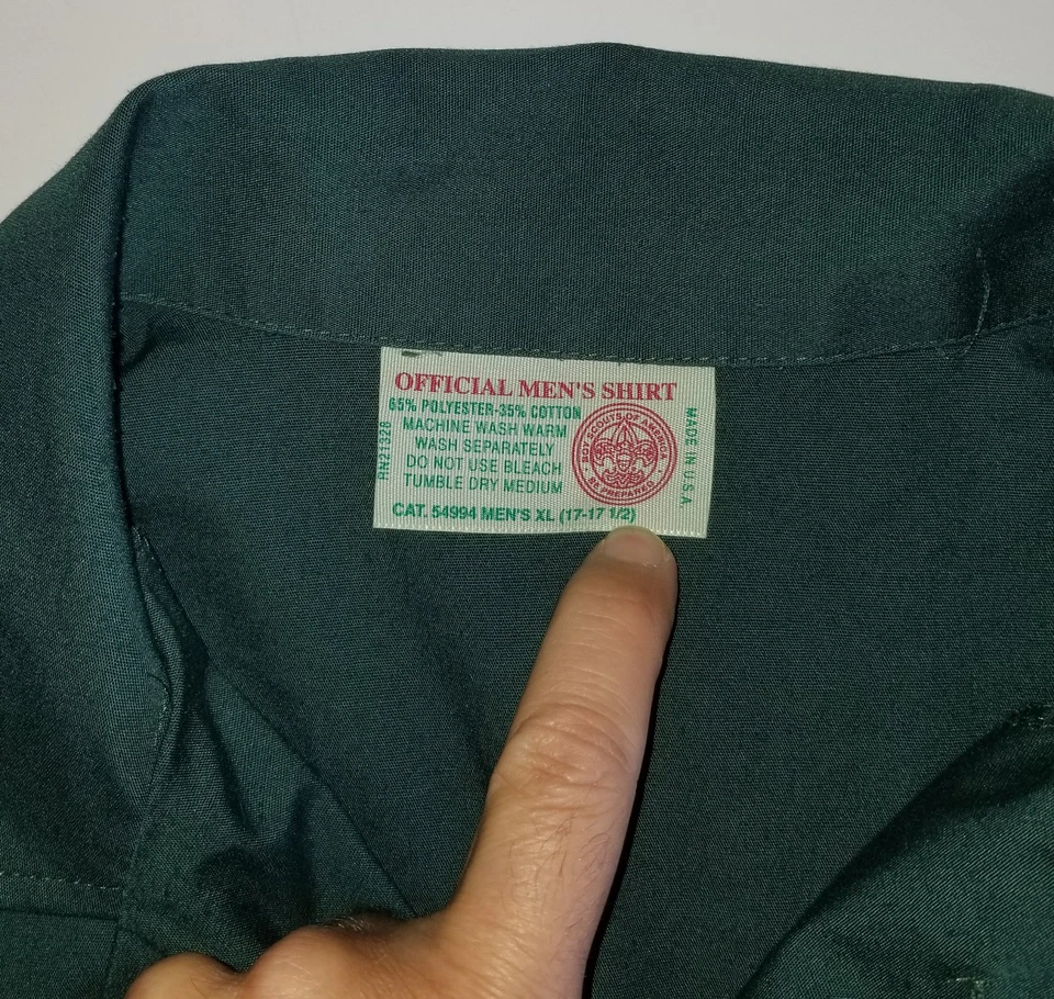 Boy Scouts Venturing Uniform Shirt BSA # 9512 Vintage Green USA Made Mens XL - Image 4 of 4