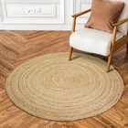 Jute Rug - Natural Hand Woven Jute Area Rug, 2' Round Rugs for Outdoor and In...