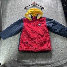 Vintage Tommy Hilfiger Jacket Youth L Red Colorblock Hooded Fleece Parka Flag