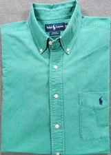 Vtg Polo Ralph Lauren Green Cotton Oxford Men OCBD Shirt Size XL IVY Blake
