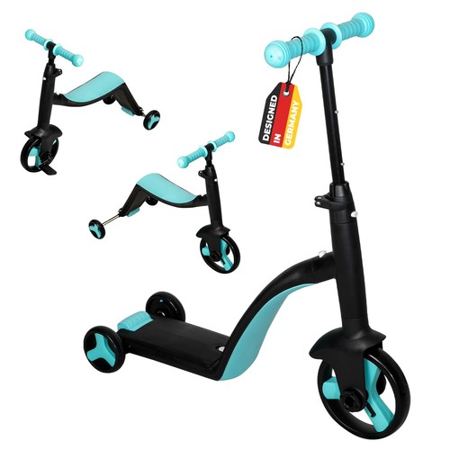 L.A. Sports 3-in-1 Kids Trike Laufrad Dreirad Scooter für Kinder ab 2 Jahren