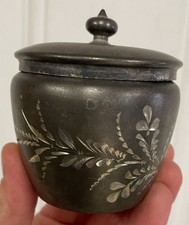Antique Hand Engraved Quadruple Sugar Bowl? with Lid Decor