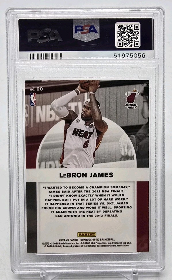 2019-20 Donruss Optic LEBRON JAMES Winner Stays PSA 10 Gem Mint (51975056) Miami view 3