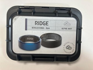 Pair of Ridge Rings Beveled Alpine Navy & Black Silicone Size 12 Wedding Bands