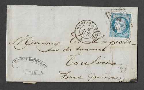 FRANCE - LETTER WITH N° 60 A STAMP AMBULANT NANTES A PARIS