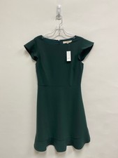 NWT LOFT Size 0 Dark Green Ruffles Short Sleeve Ladies Dress
