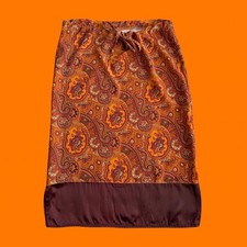 90's vintage paisley boho bohemian groovy print satin trim skirt MEDIUM
