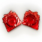 Set Of 2 Vintage Red Glitter Bow Candle Holder