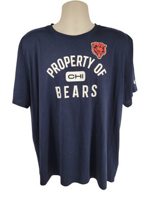 #ad Nike Dri FIT Chicago Bears Property Of CHI T Shirt Navy Blue Mens XL NFL $15.99