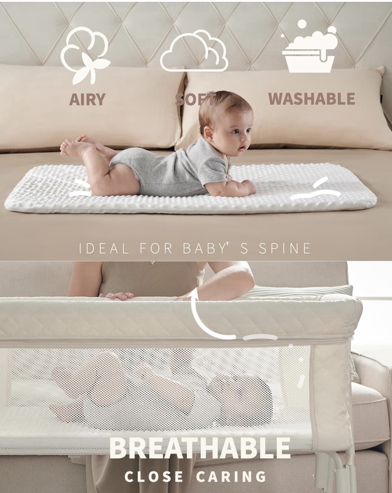 New AirClub Bassinet Bedside Sleeper Baby Crib Newborn Cream