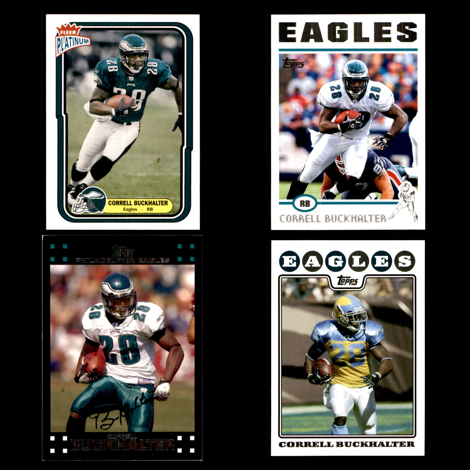 Correll Buckhalter Lot 4 Different Football Cards 2004-2008 Philadelphia Eagles