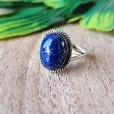 Natural Lapis Lazuli Ring 925 Sterling Silver Mother Gift Handmade Ring PG8014