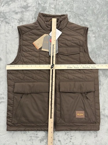 &Lore By Tahoe River Vest Mens Medium Brown Full Zip Primaloft Quilted Puffer image 7