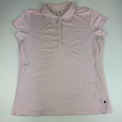 Alo Womens Size XL CoolFit Short Sleeve Athletic Active Polo Golf Shirt Pink