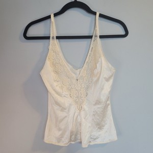 Camisole Top Women’s Size Small White Lace Trim Slip Camisole Vintage