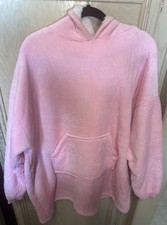 Oversized Wearable Blanket Sherpa Fleece Thick Warm Hoodie Blanket Pink