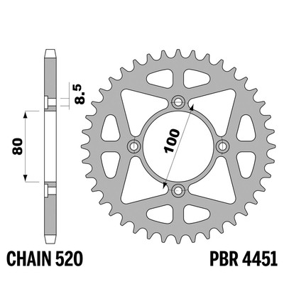 SCORPA TWENTY 250 2016-2016 Krone PBR Schritt 520 42 Zähne Ergal