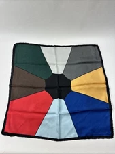 Vintage Arrow Geometric Color Block Hand Rolled Silk Pocket Square Scarf