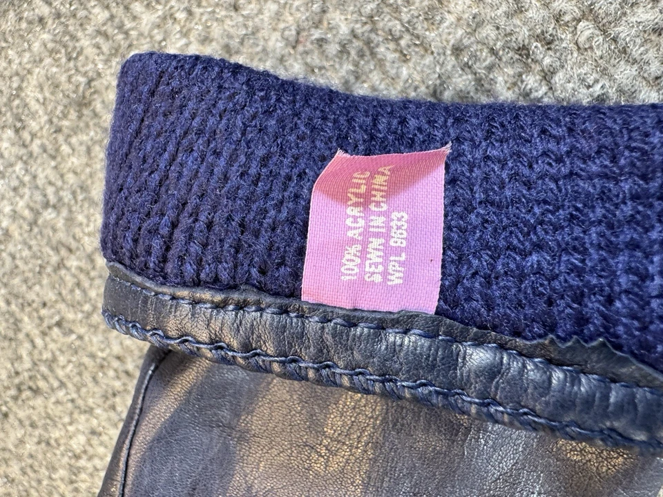 Guantes de cuero azul para mujer medianos forrados de acrílico invierno cálido Grandoe Foto 4 de 4