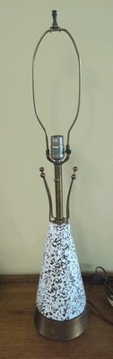 Vintage White and Gold Splatter Ceramic Atomic Sputnik MCM Mid Century Lamp