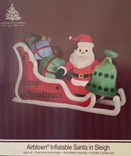 Enchanted Forest Christmas Inflatable Santa in Sleigh Holiday Yard Lawn Decor