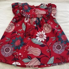 Tea Collection Toddler Girl Red Floral Ruffle Short Sleeve Dress 18 24 M Set