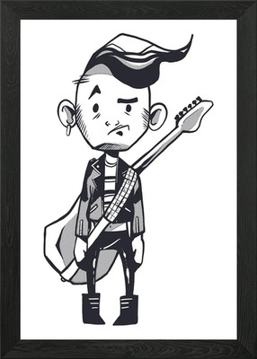 has punker of a guitar Framed Wall Art Poster Canvas Print Picture