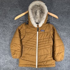 Patagonia Hi-Loft Down Puffer Jacket Kids 2T Brown Sherpa Lined Hooded 61125