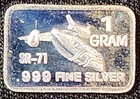 1 Gram .999 Fine Silver Art Bar Ingot. SR 41 Jet. Fun Way To Dip Into Investing.