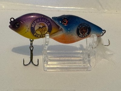 Custom Painted Pacman Rivalry Bait Bears vs Vikings Fishing Lure