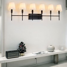 6-Light E26 Matte Black Dimmable Vanity Light Fixture