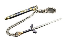 Legend of Zelda Llavero Espada Metal Azul Plata Oro Cadena