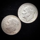 90% Silver - 1964 Roosevelt Dime - 2 Dimes - Circulated Condition - 05-6