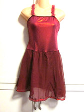 Revolution Red Maroon Leotard Shorts Dress Dance Costume Stretch Top - Adult MA