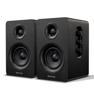 Sanyun SW208 3'' Active Bluetooth 5.0 Bookshelf Speakers   60W Carbon Fiber Sp...